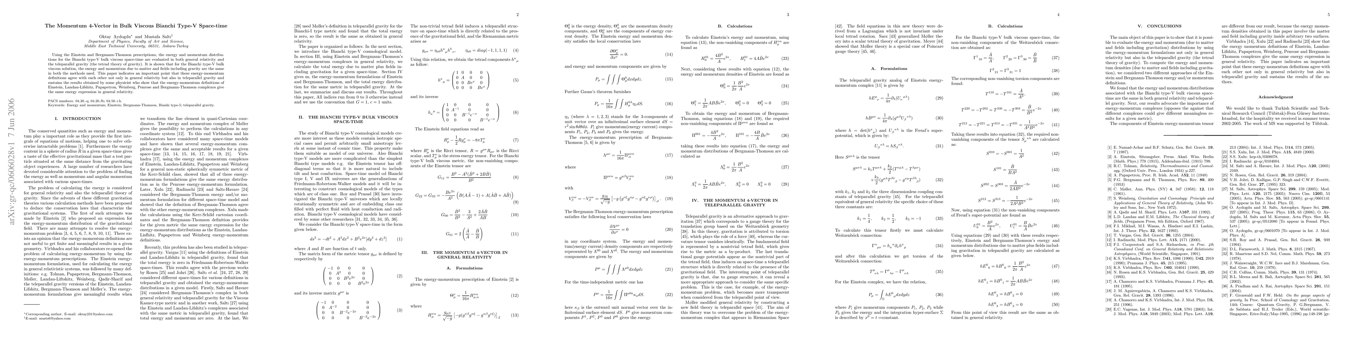 Thumbnail for The Momentum 4-Vector in Bulk Viscous Bianchi Type-V Space-time