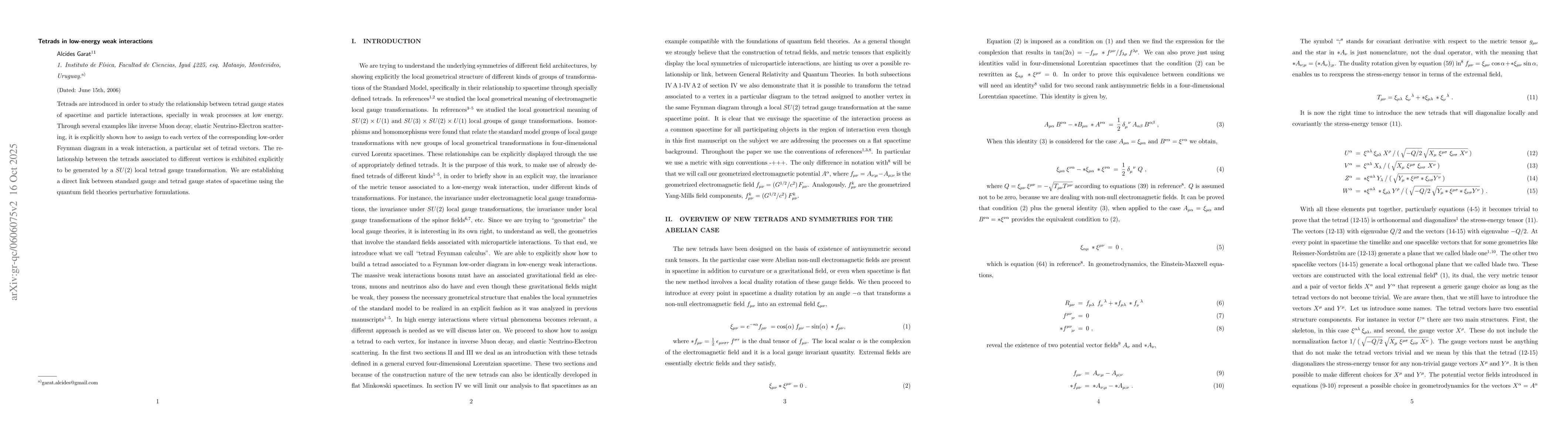 Thumbnail for Tetrads in low-energy weak interactions
