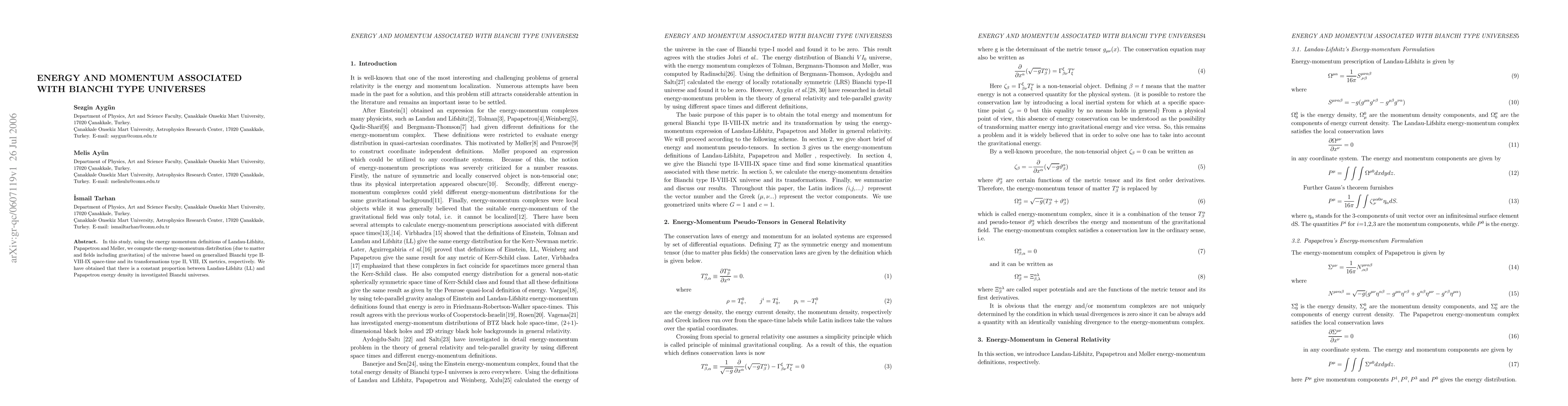 Thumbnail for Energy And Momentum Associated With Bianchi Type Universes