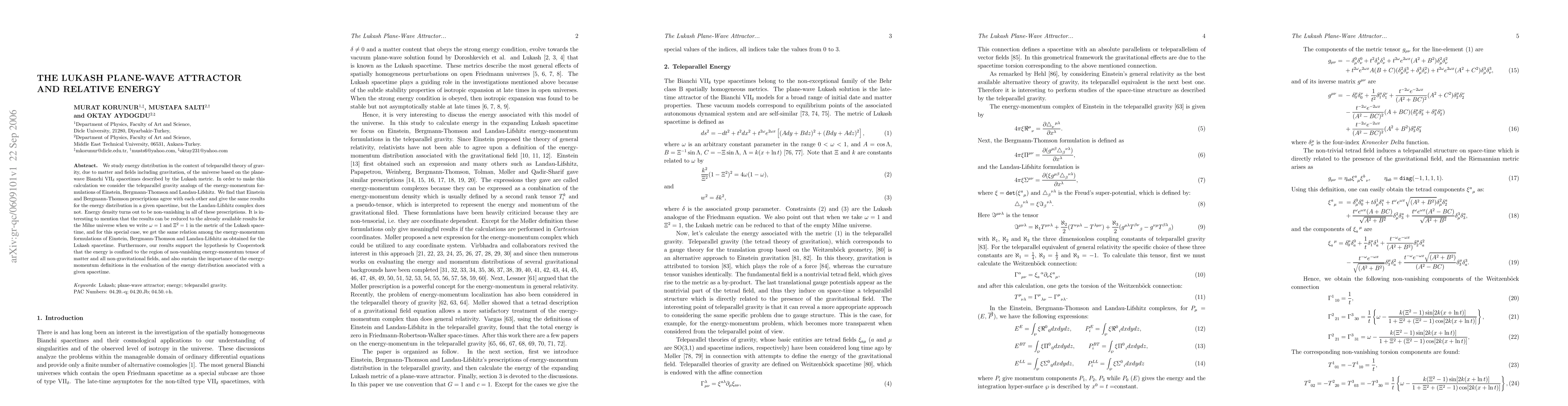 Thumbnail for The Lukash Plane-Wave Attractor and Relative Energy