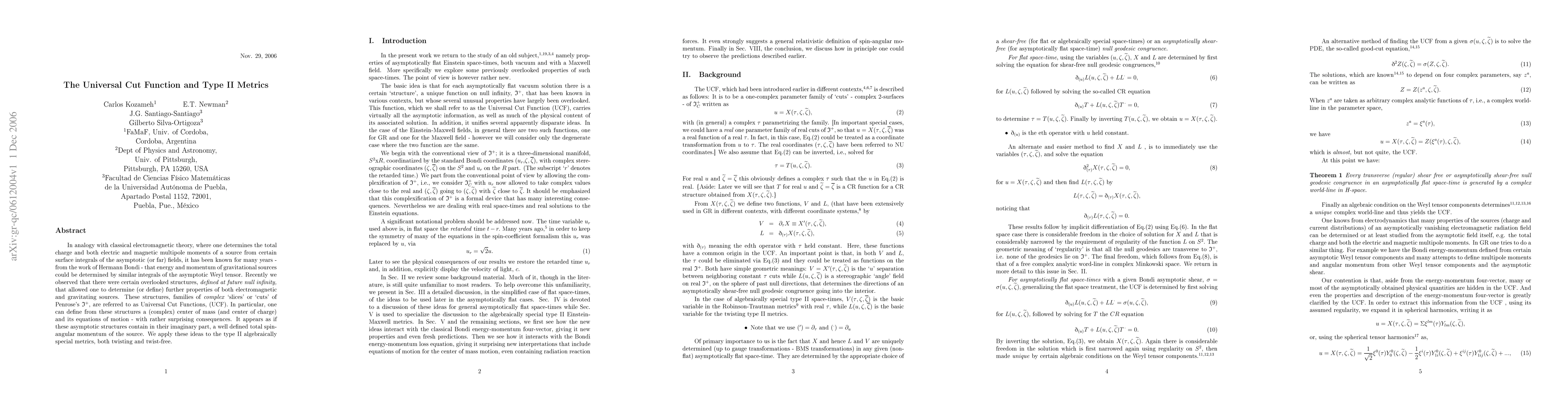 Thumbnail for The Universal Cut Function and Type II Metrics