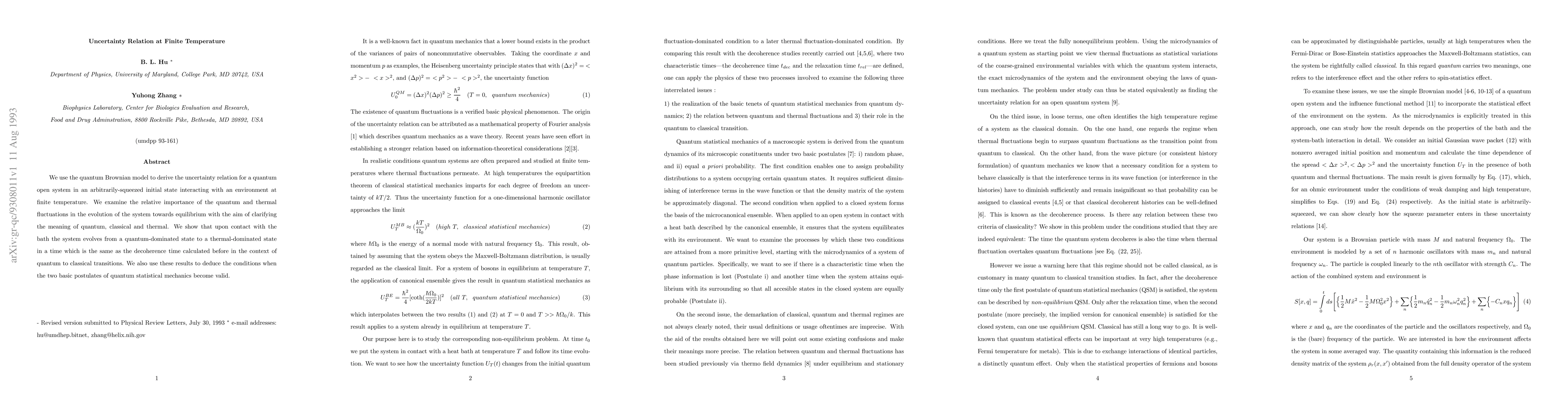 Thumbnail for Squeezed States and Uncertainty Relation at Finite Temperature
