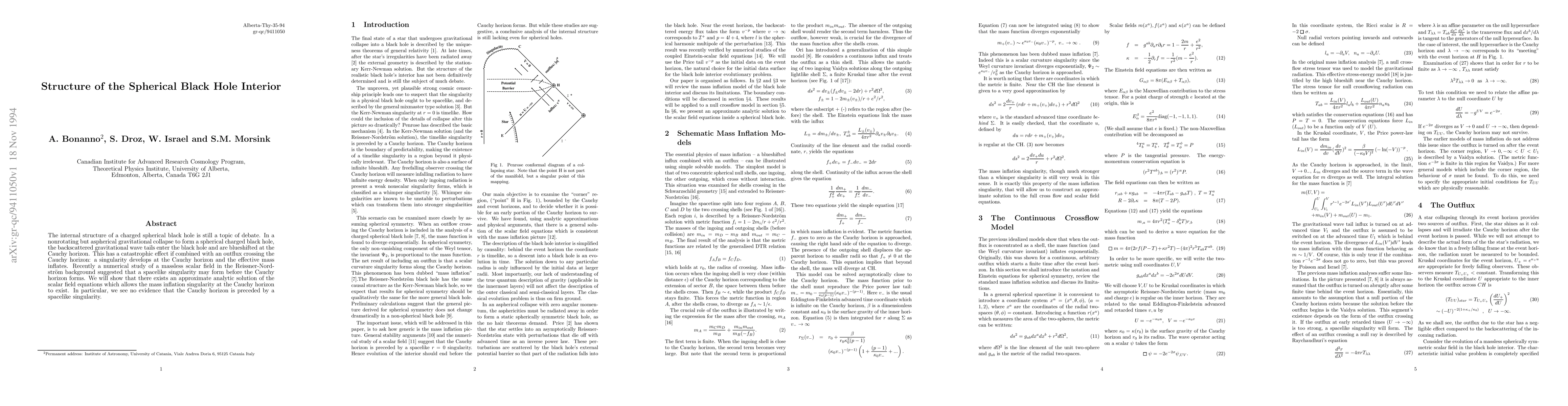 Thumbnail for Structure of the Spherical Black Hole Interior