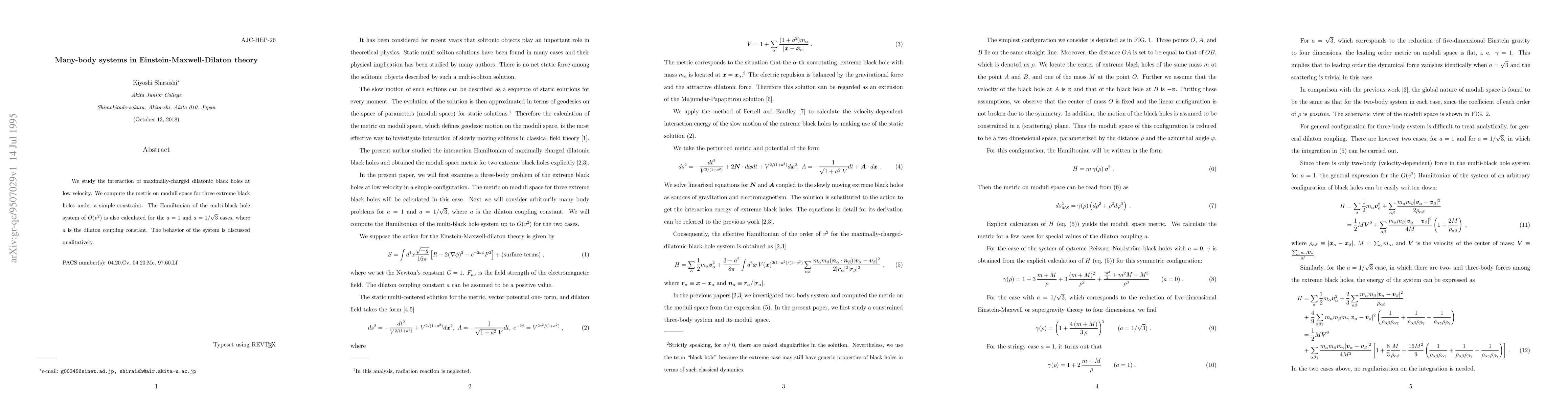 Thumbnail for Many-body systems in Einstein-Maxwell-Dilaton theory