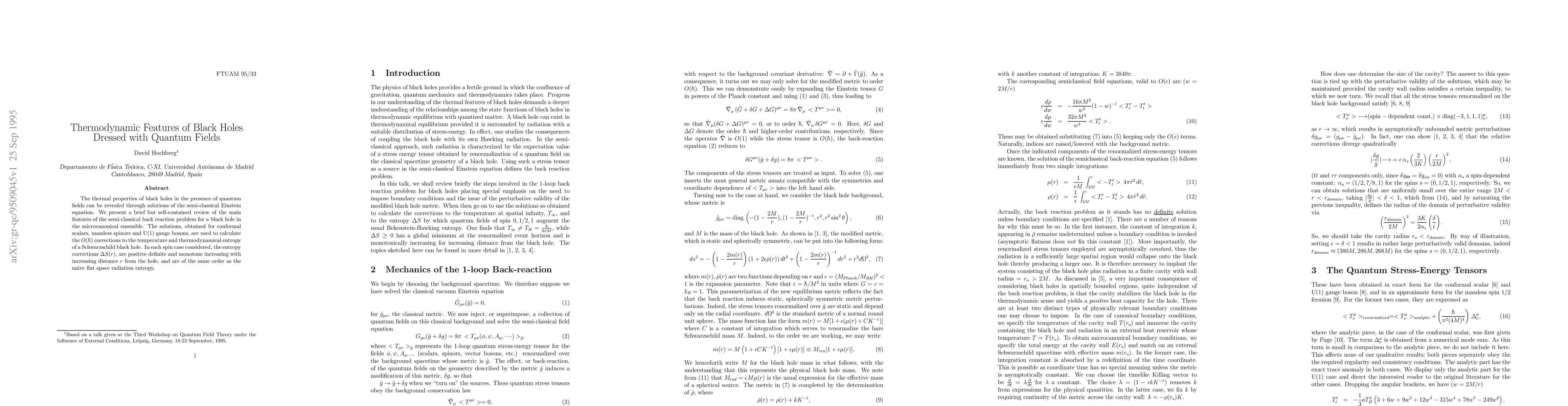 Thumbnail for Thermodynamic Features of Black Holes Dressed with Quantum Fields