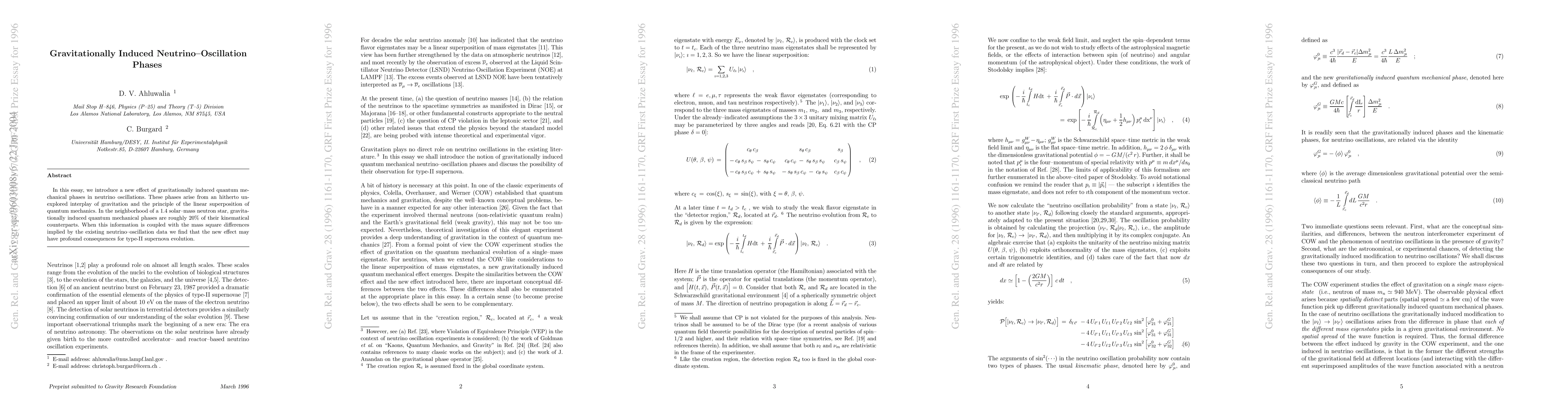 Thumbnail for Gravitationally Induced Neutrino-Oscillation Phases