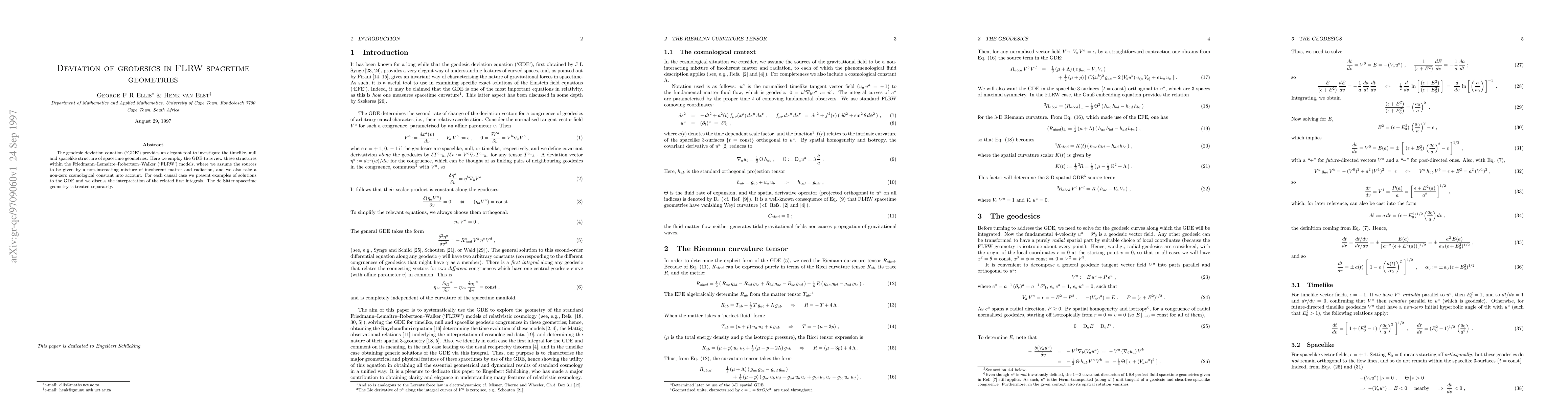 Thumbnail for Deviation of geodesics in FLRW spacetime geometries