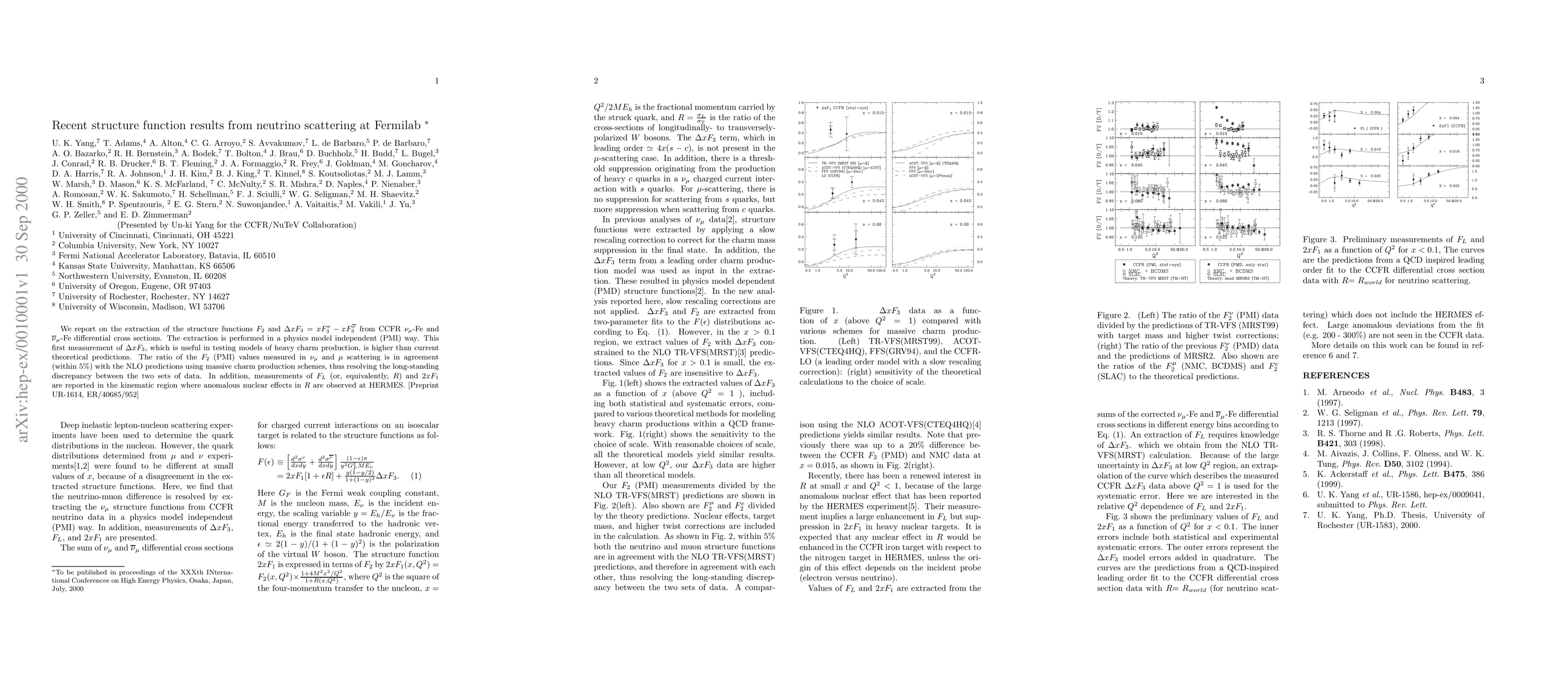 Thumbnail for Recent structure function results from neutrino scattering at Fermilab
