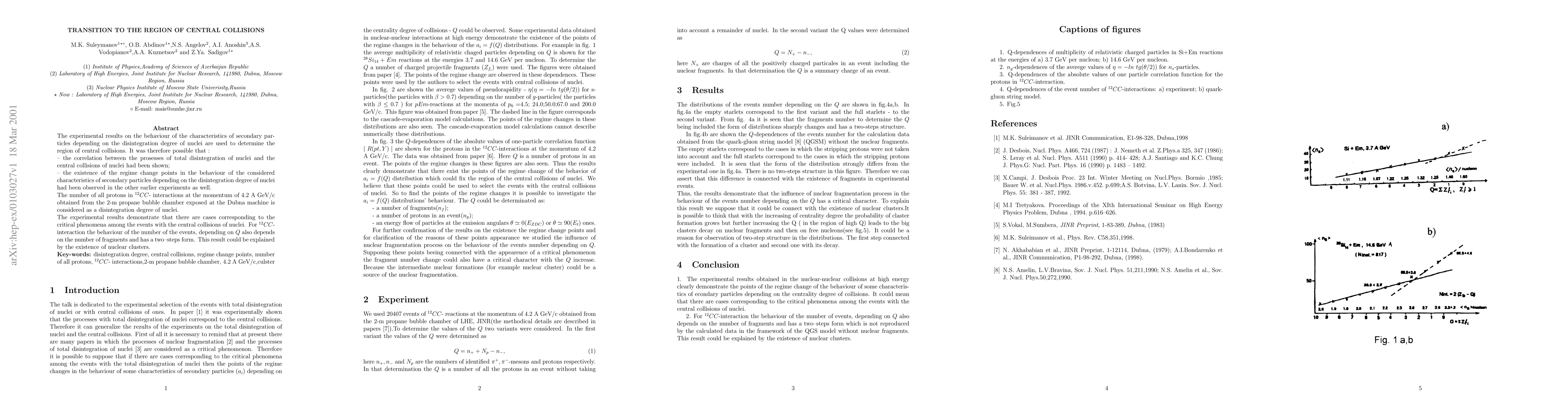 Thumbnail for Transition to the region of central collisions