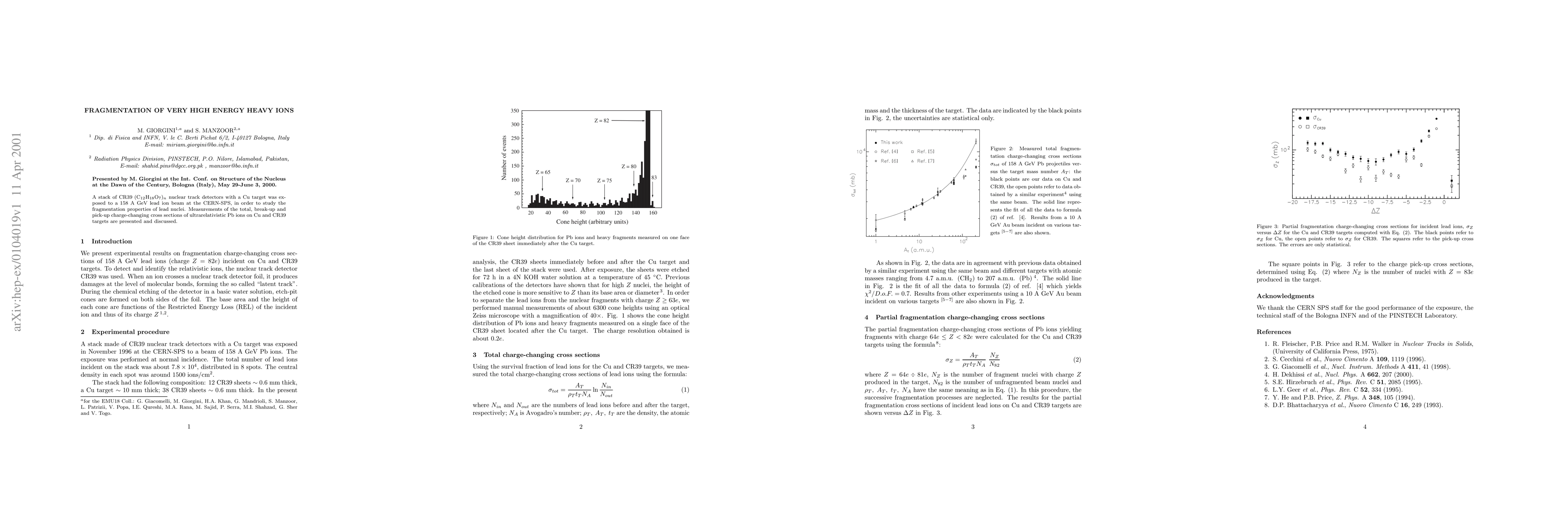 Thumbnail for Fragmentation of very high energy heavy ions