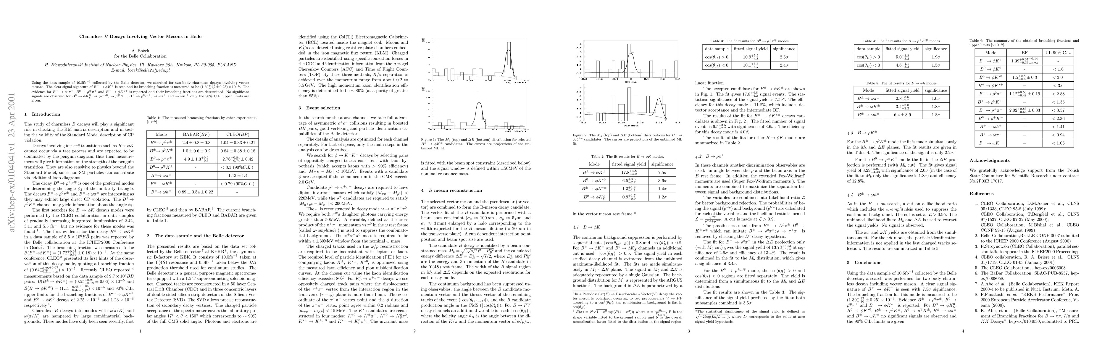 Thumbnail for Charmless B Decays Involving Vector Mesons in Belle
