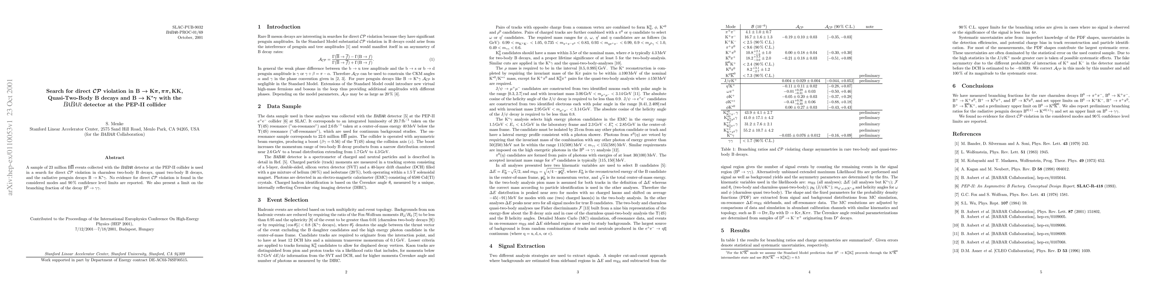 Thumbnail for Search for direct CP violation in B to K pi, pi pi, K K, Quasi-Two-Body
  B decays and B to K* gamma with the BABAR detector at the PEP-II collider