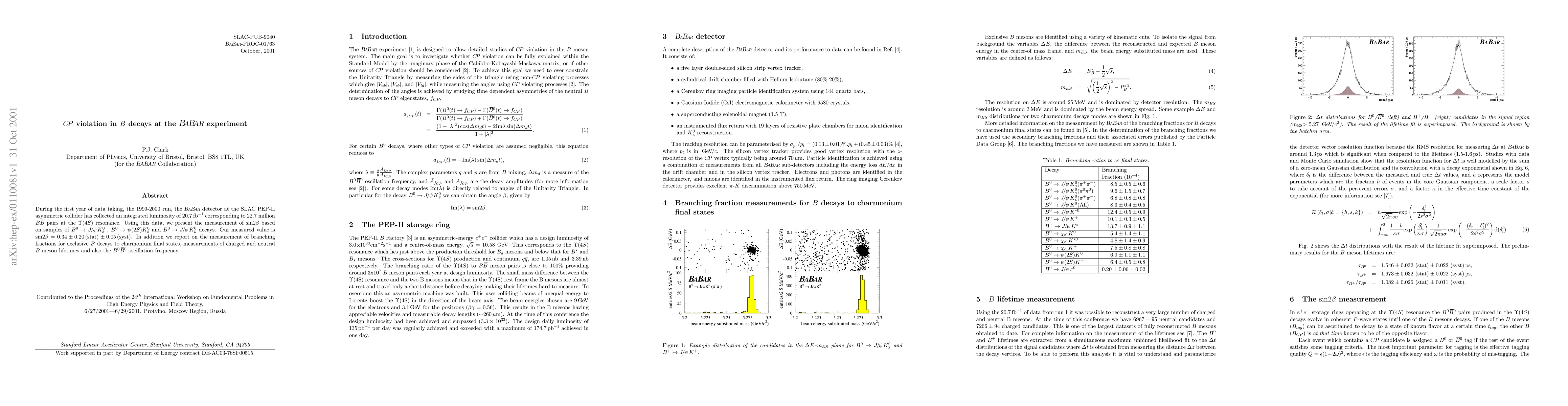 Thumbnail for CP violation in B decays at the BaBar experiment