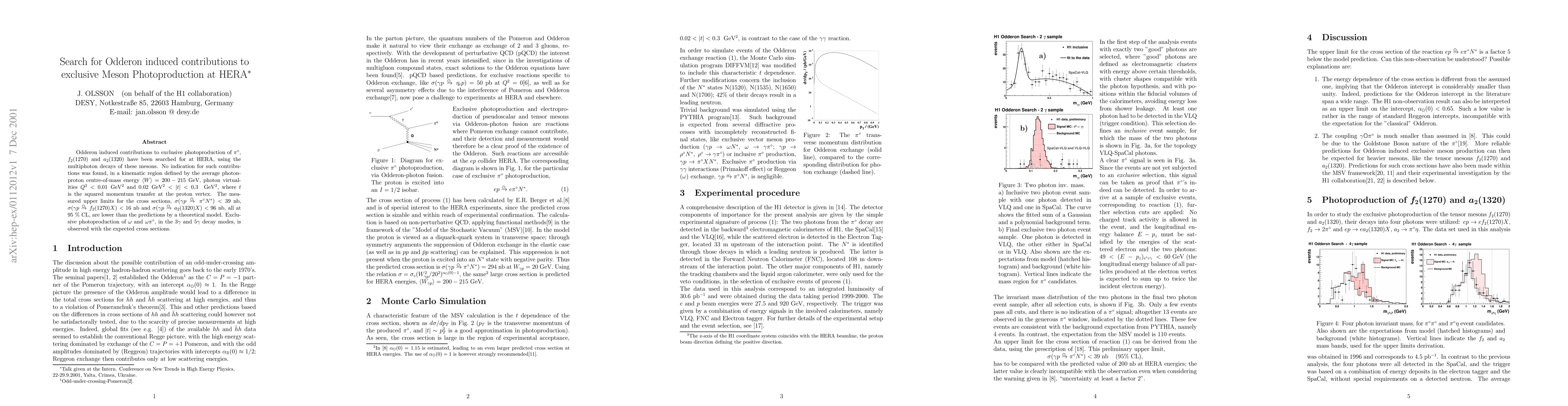 Thumbnail for Search for Odderon induced contributions to exclusive Meson
  Photoproduction at HERA