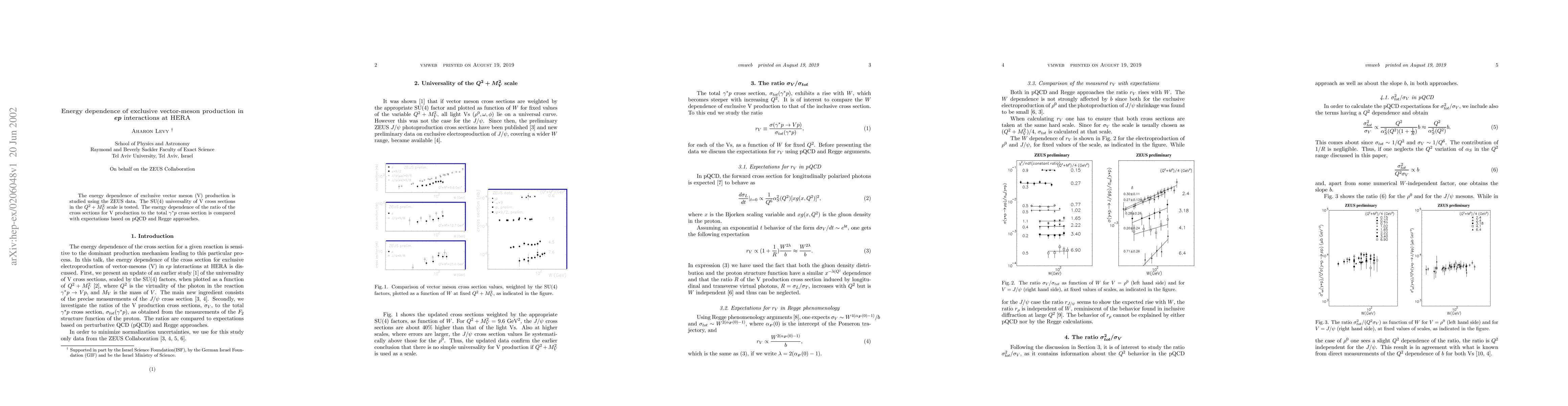 Thumbnail for Energy dependence of exclusive vector-meson production in ep
  interactions at HERA
