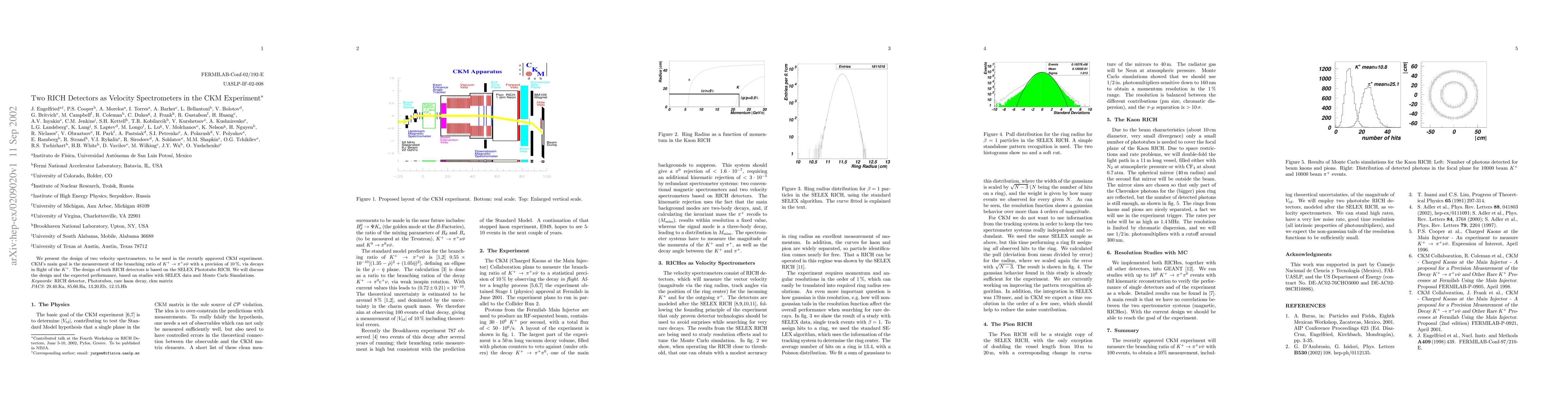 Thumbnail for Two RICH Detectors as Velocity Spectrometers in the CKM Experiment