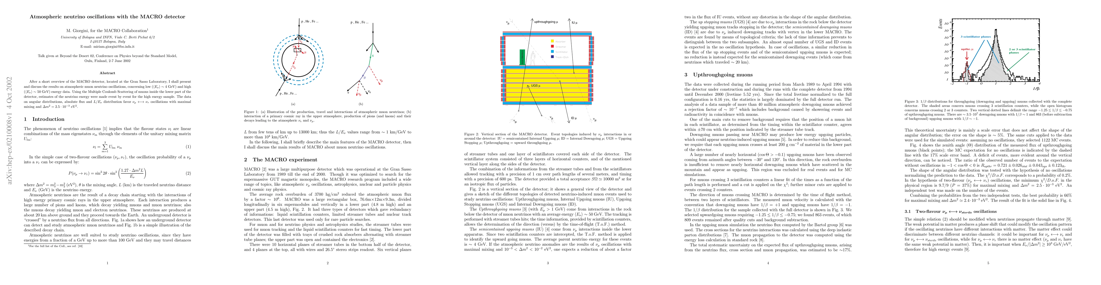 Thumbnail for Atmospheric neutrino oscillations with the MACRO detector