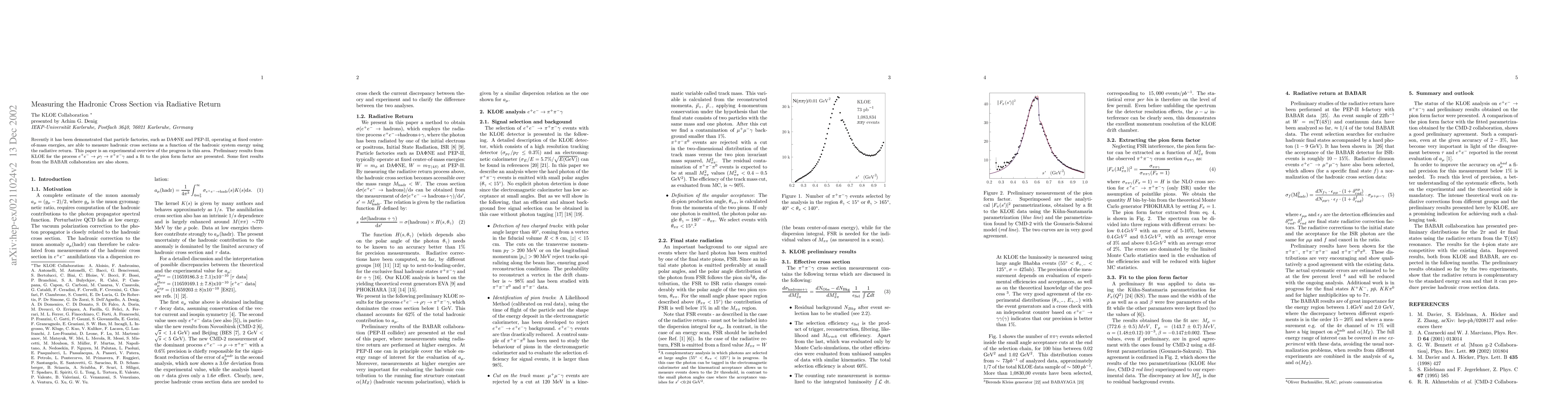 Thumbnail for Measuring the hadronic cross section via radiative return