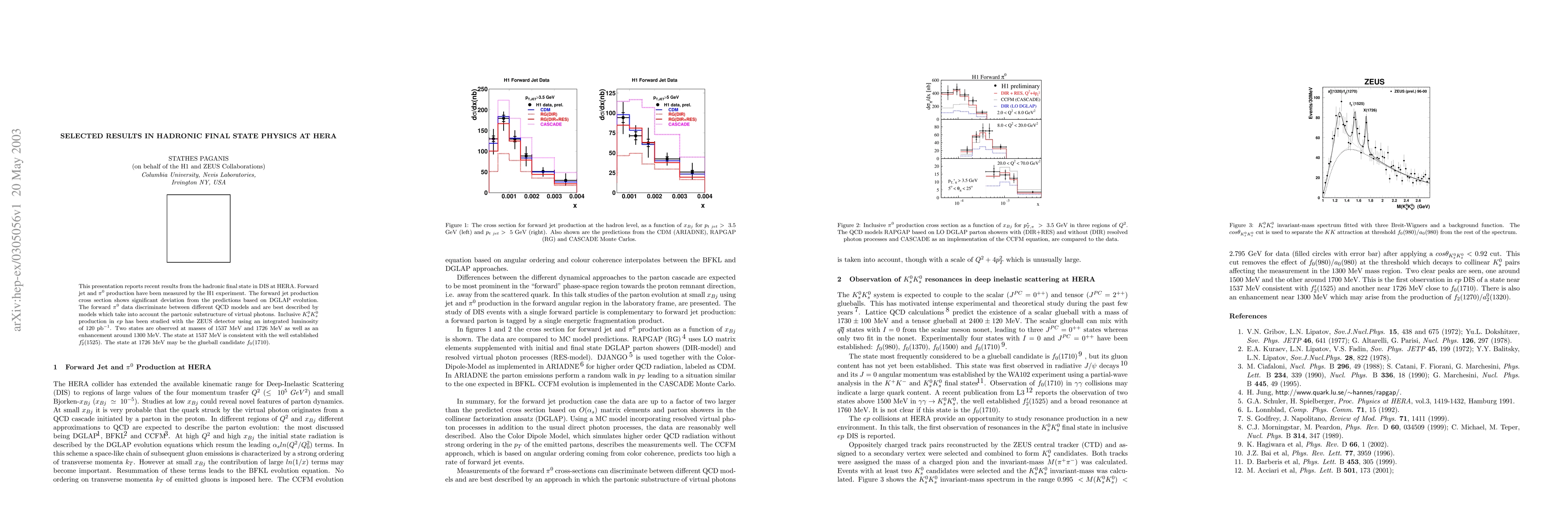 Thumbnail for Selected Results in Hadronic Final State Physics at HERA
