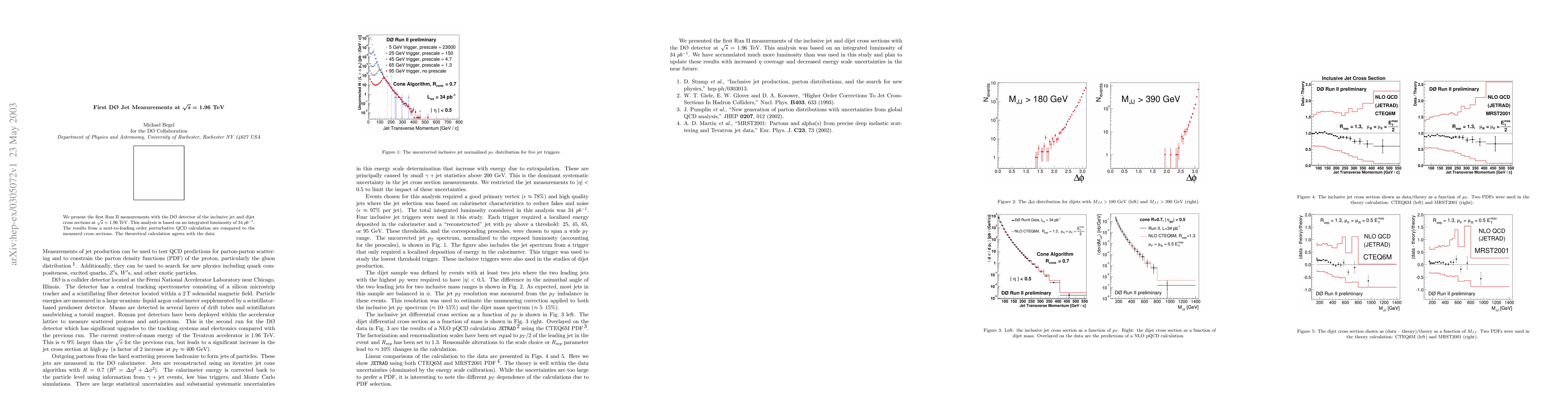 Thumbnail for First D0 Jet Measurements at sqrt{s}=1.96 TeV