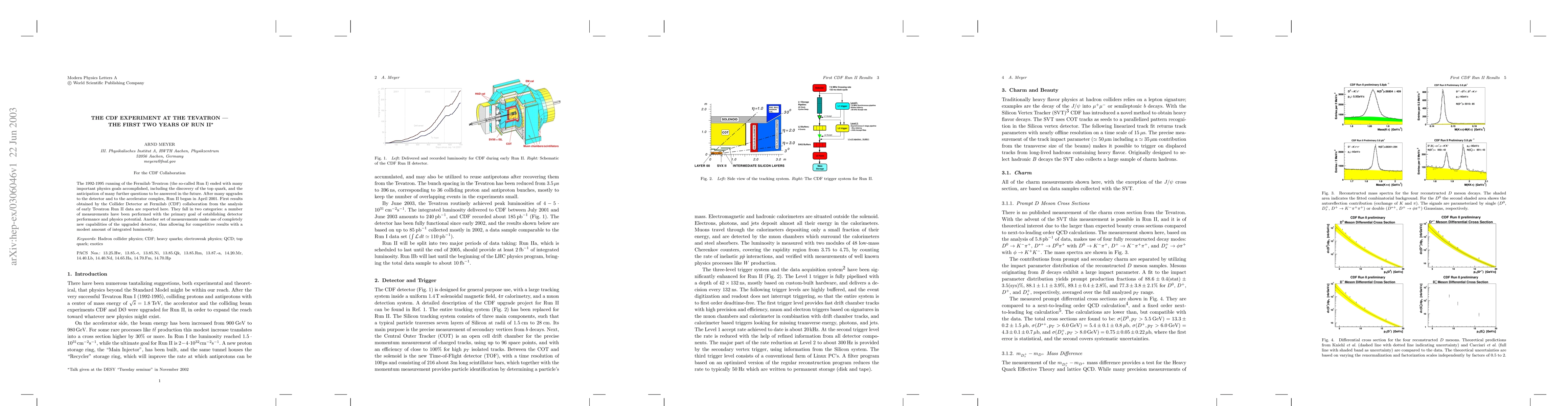 Thumbnail for The CDF Experiment at the Tevatron - the First Two Years of Run II
