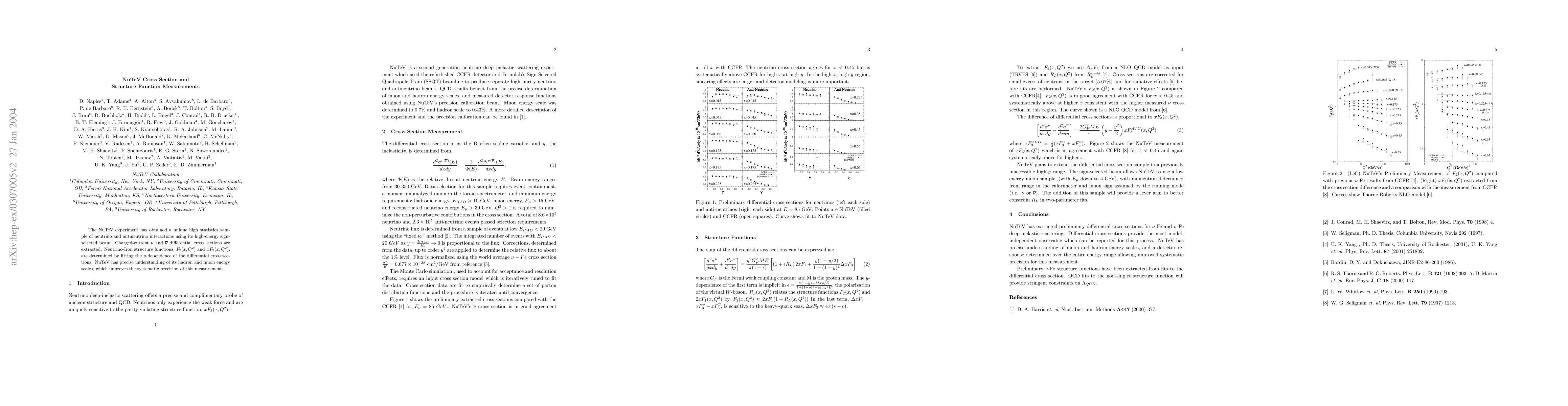 Thumbnail for NuTeV Cross Section and Structure Function Measurements