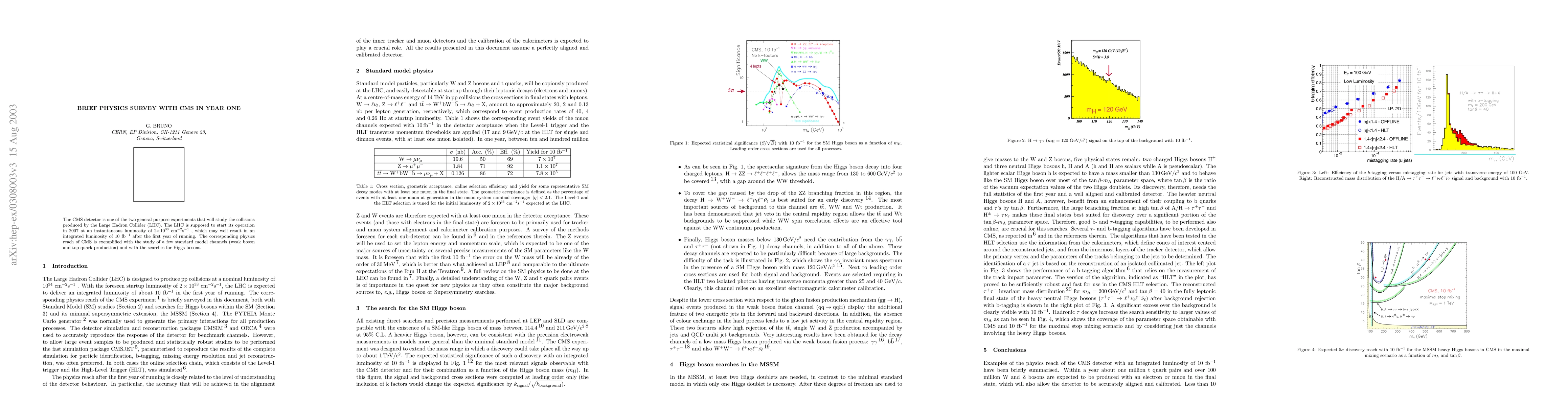 Thumbnail for Brief physics survey with CMS in year one