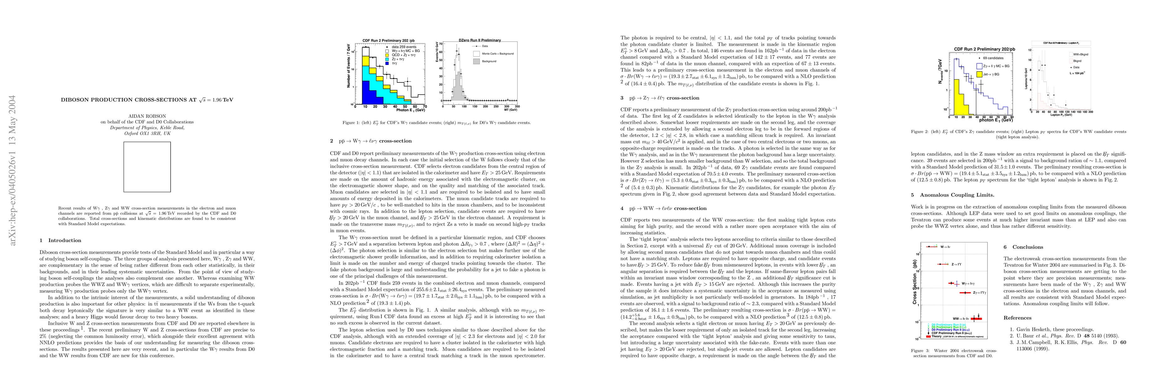 Thumbnail for Diboson Production Cross-sections at sqrt(s)=1.96TeV