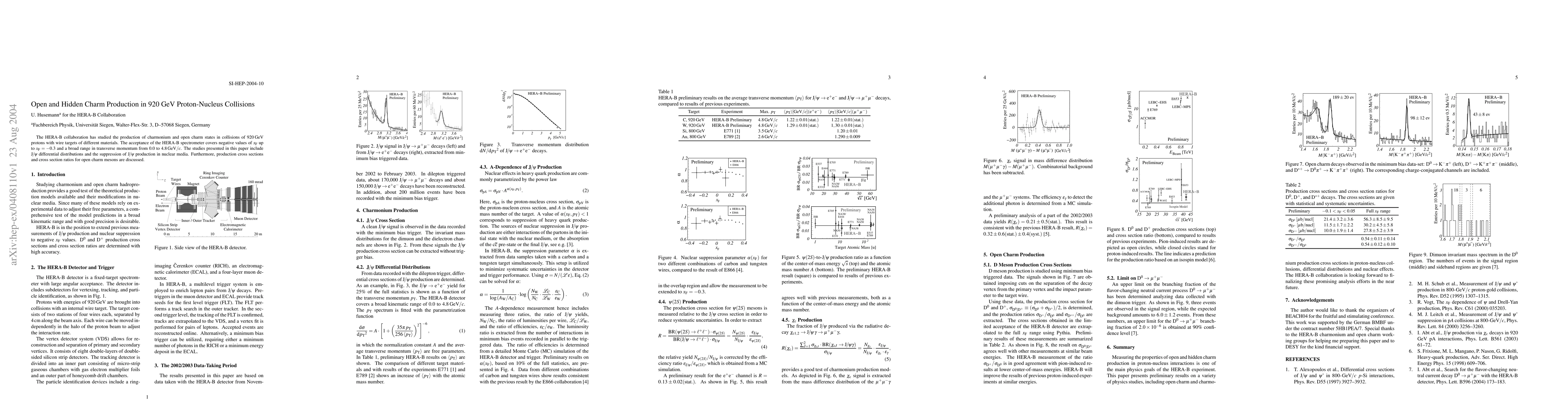 Thumbnail for Open and Hidden Charm Production in 920 GeV Proton-Nucleus Collisions
