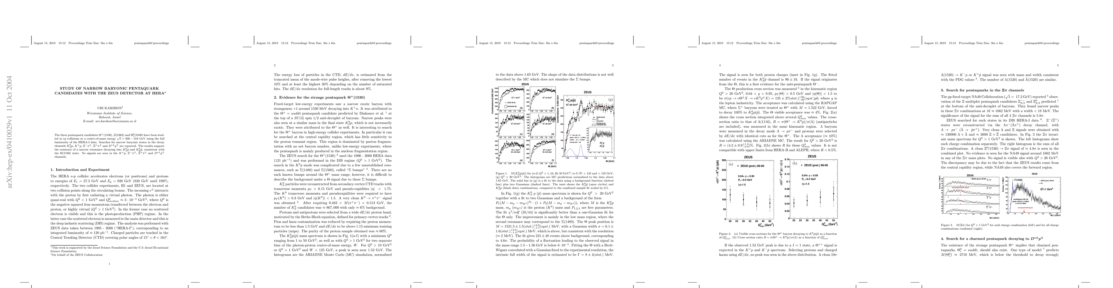 Thumbnail for Study of narrow baryonic pentaquark candidates with the ZEUS detector at
  HERA