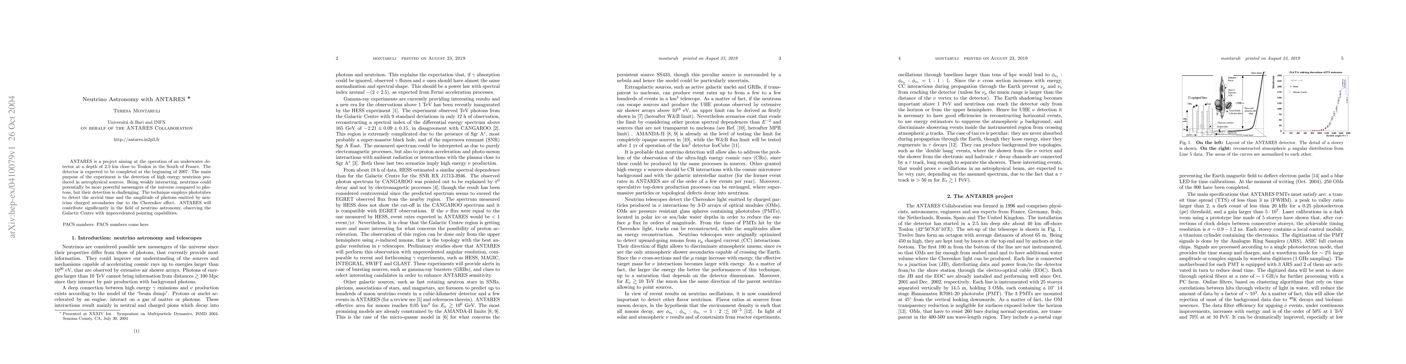 Thumbnail for Neutrino Astronomy with ANTARES