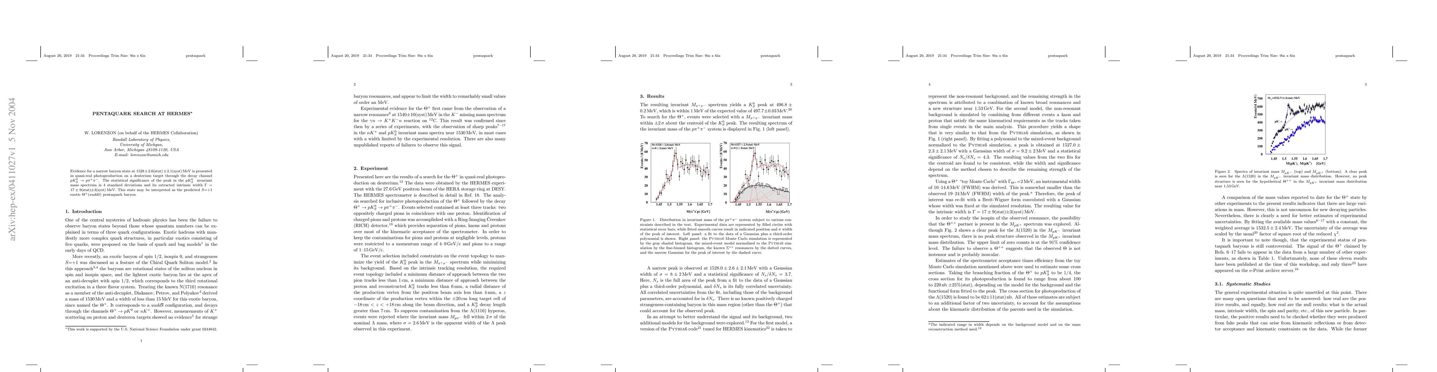Thumbnail for Pentaquark Search at HERMES