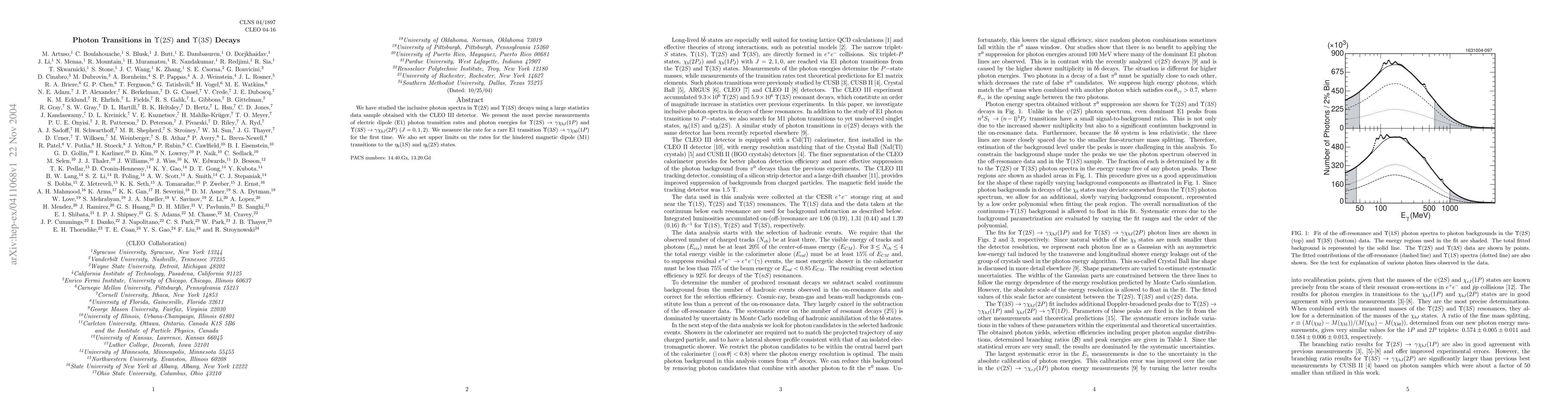 Thumbnail for Photon transitions in Upsilon(2S) and Upsilon(3S)