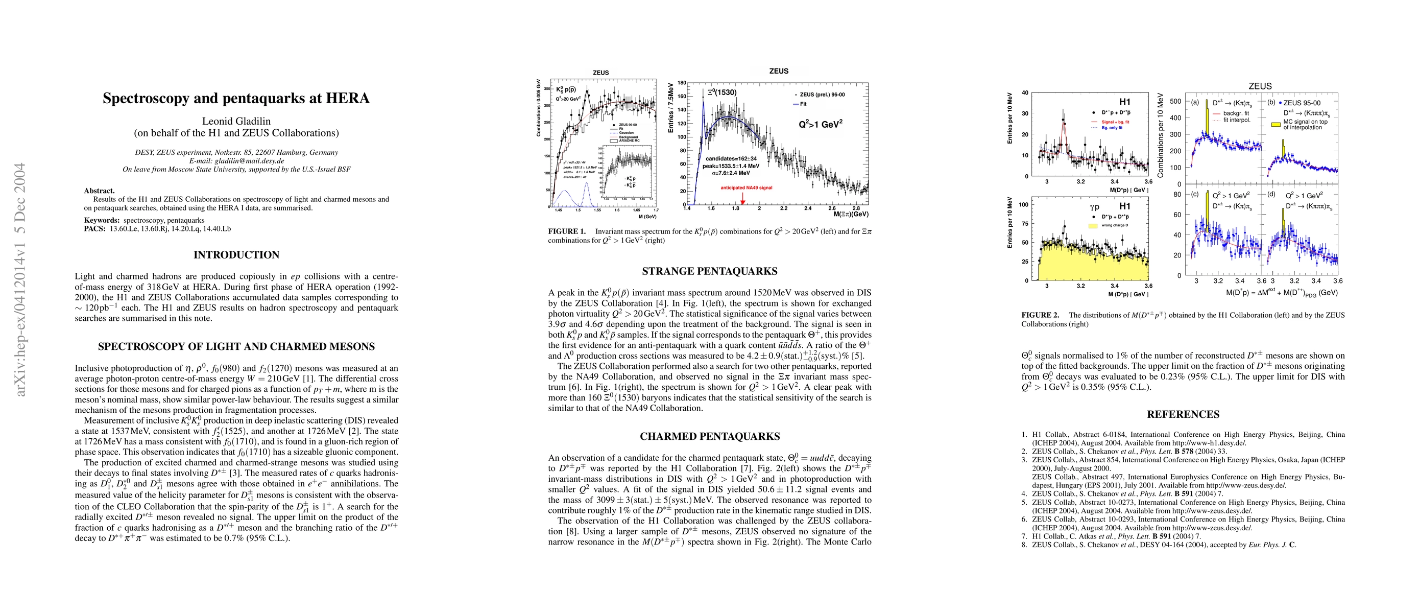 Thumbnail for Spectroscopy and pentaquarks at HERA