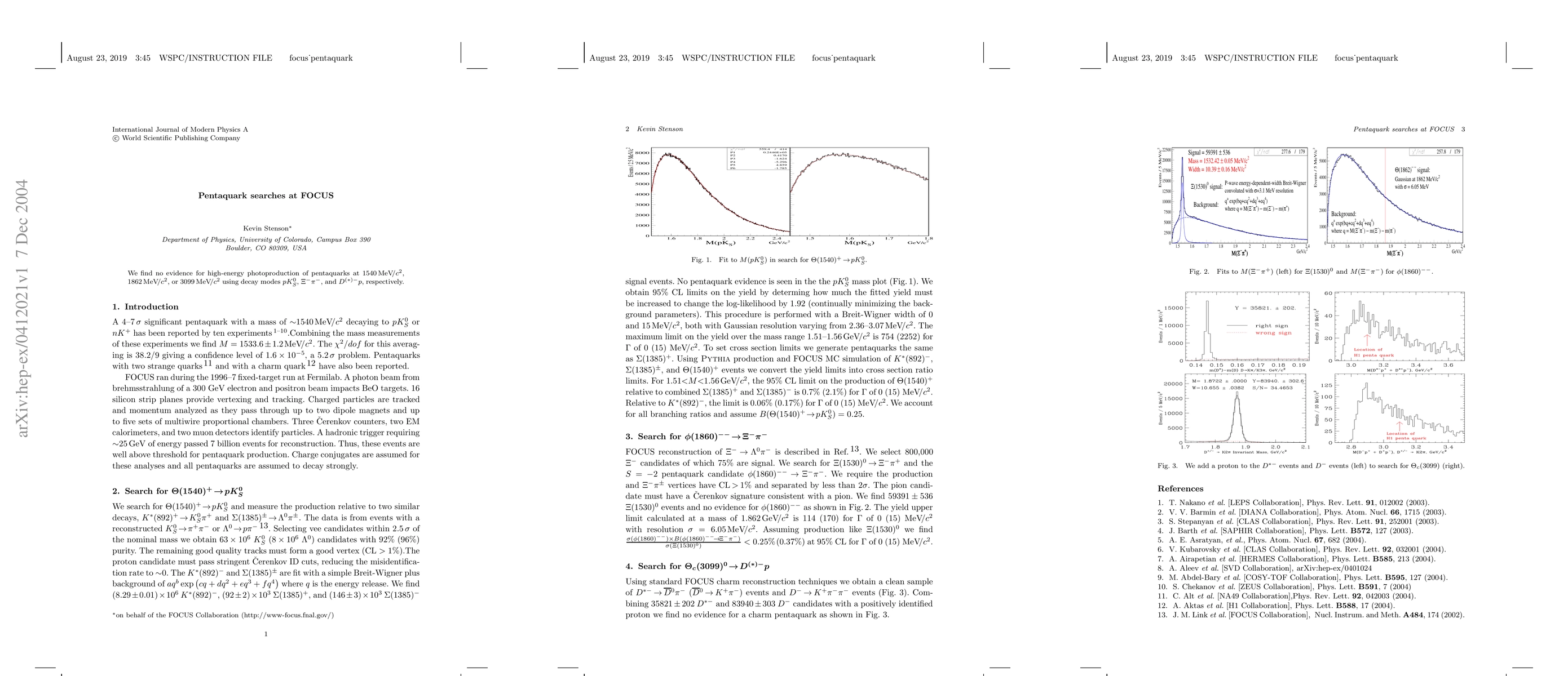 Thumbnail for Pentaquark searches at FOCUS