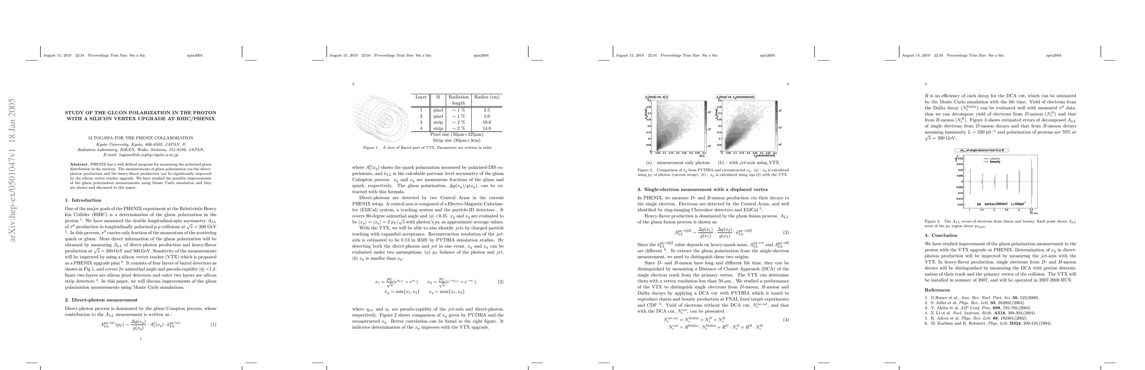 Thumbnail for Study of the gluon polarization in the proton with a silicon vertex
  upgrade at RHIC/PHENIX
