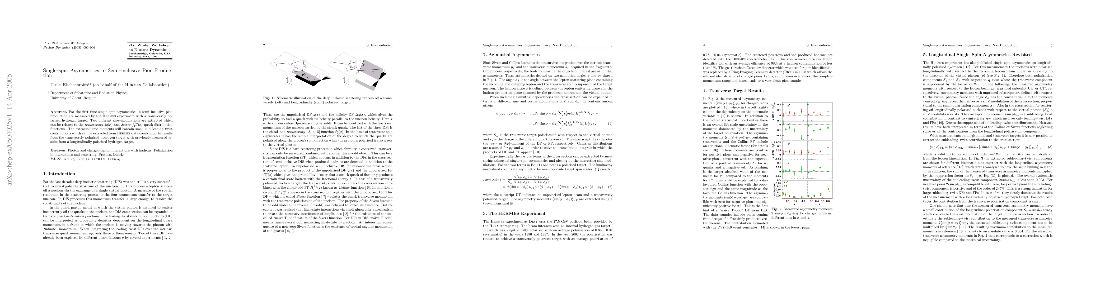 Thumbnail for Single-spin asymmetries in semi-inclusive pion production