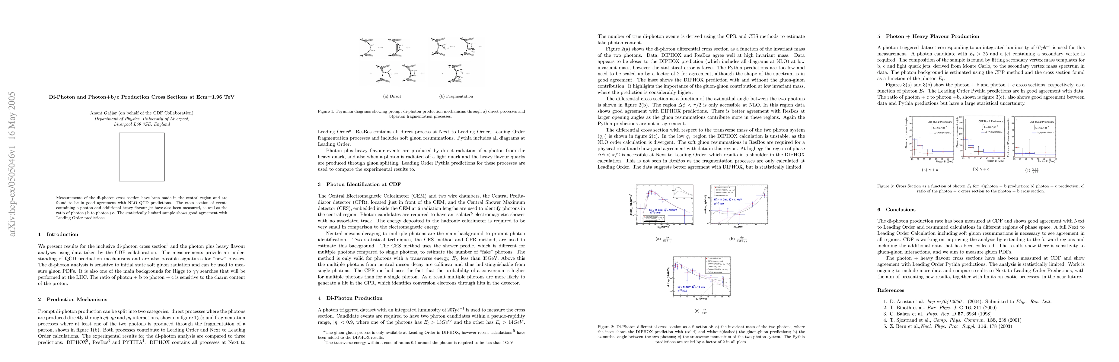 Thumbnail for Di-Photon and Photon+b/c Production Cross Sections at Ecm=1.96 TeV