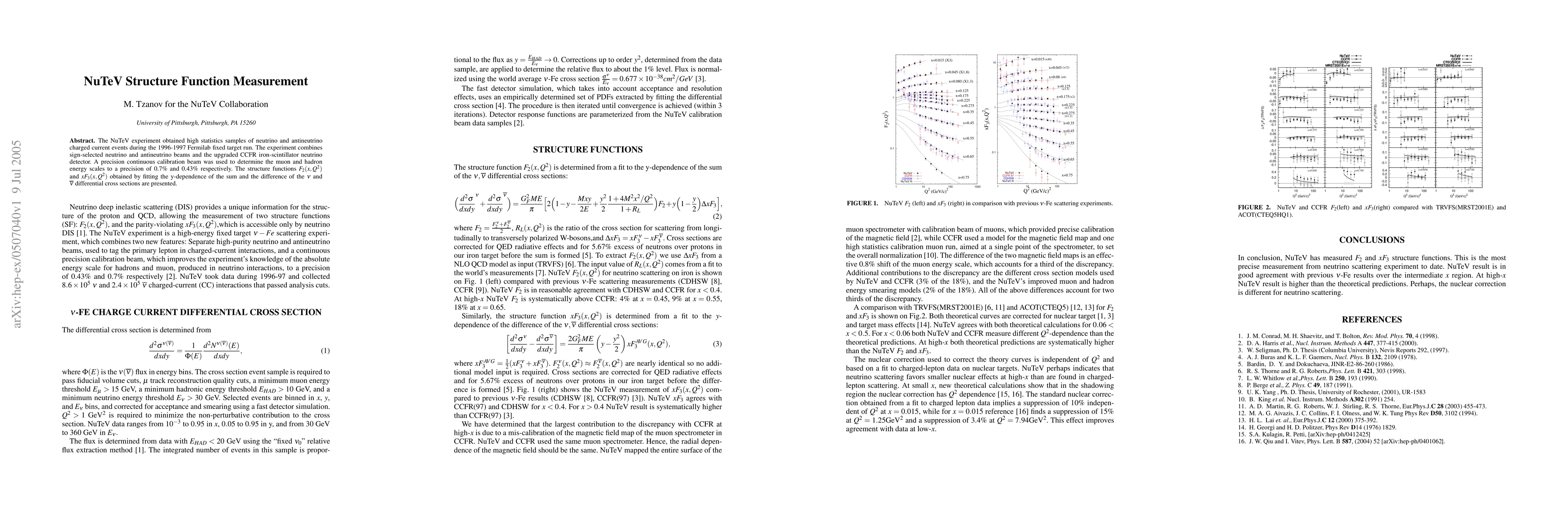 Thumbnail for NuTeV Structure Function Measurement