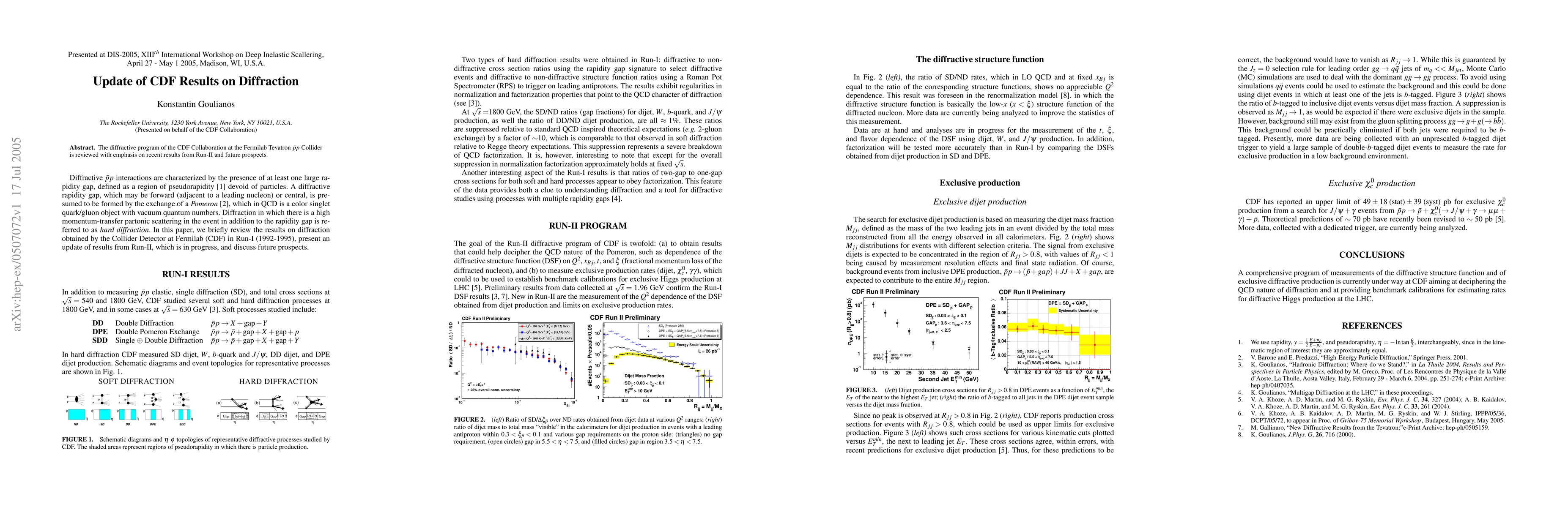 Thumbnail for Update of CDF Results on Diffraction