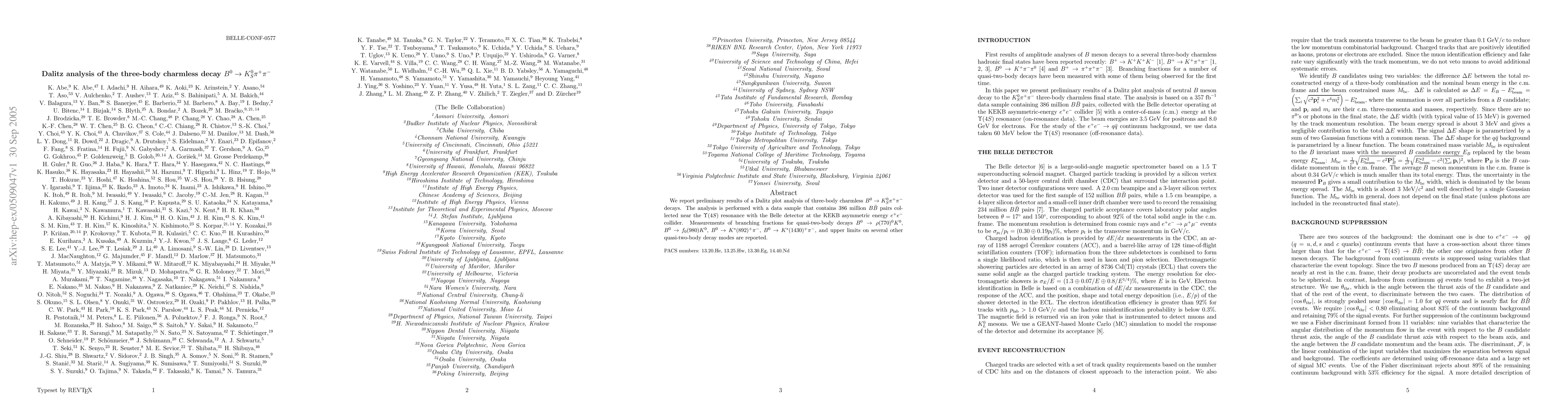 Thumbnail for Dalitz analysis of the three-body charmless decay B0=>Kspi+pi-