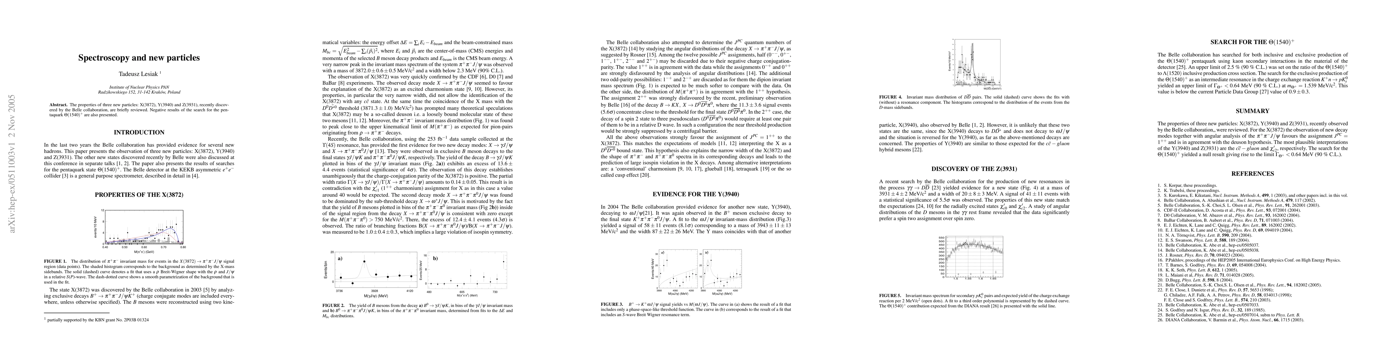 Thumbnail for Spectroscopy and new particles