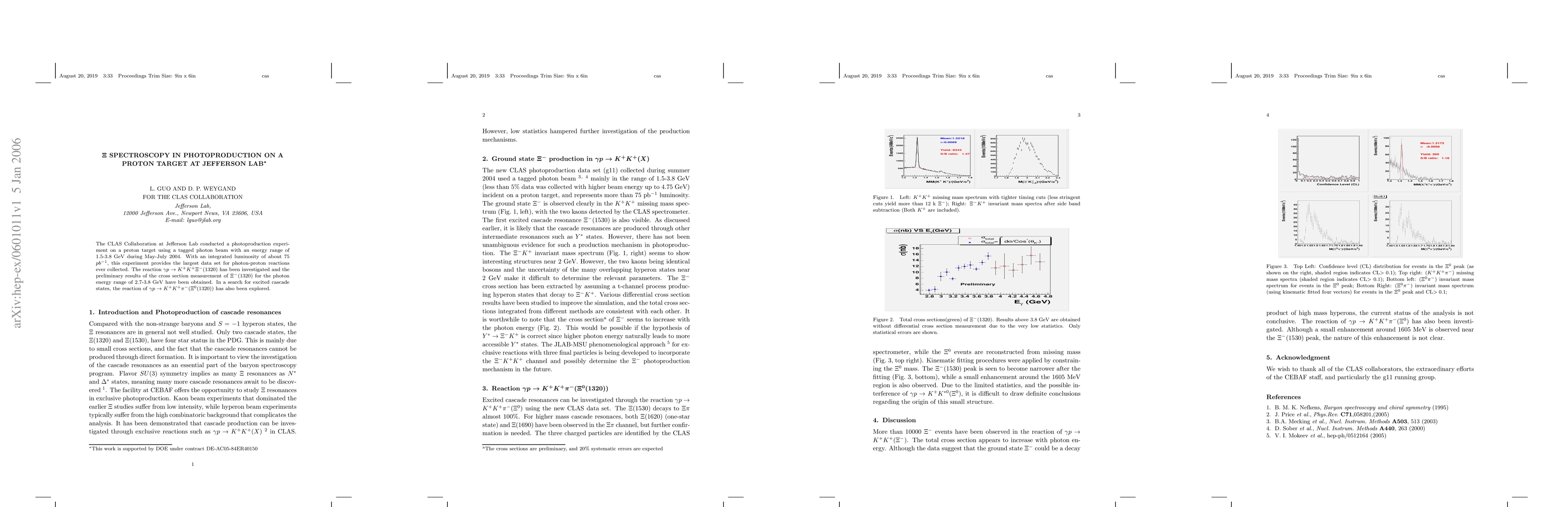 Thumbnail for $\Xi$ spectroscopy in photoproduction on a proton target at Jefferson
  Lab