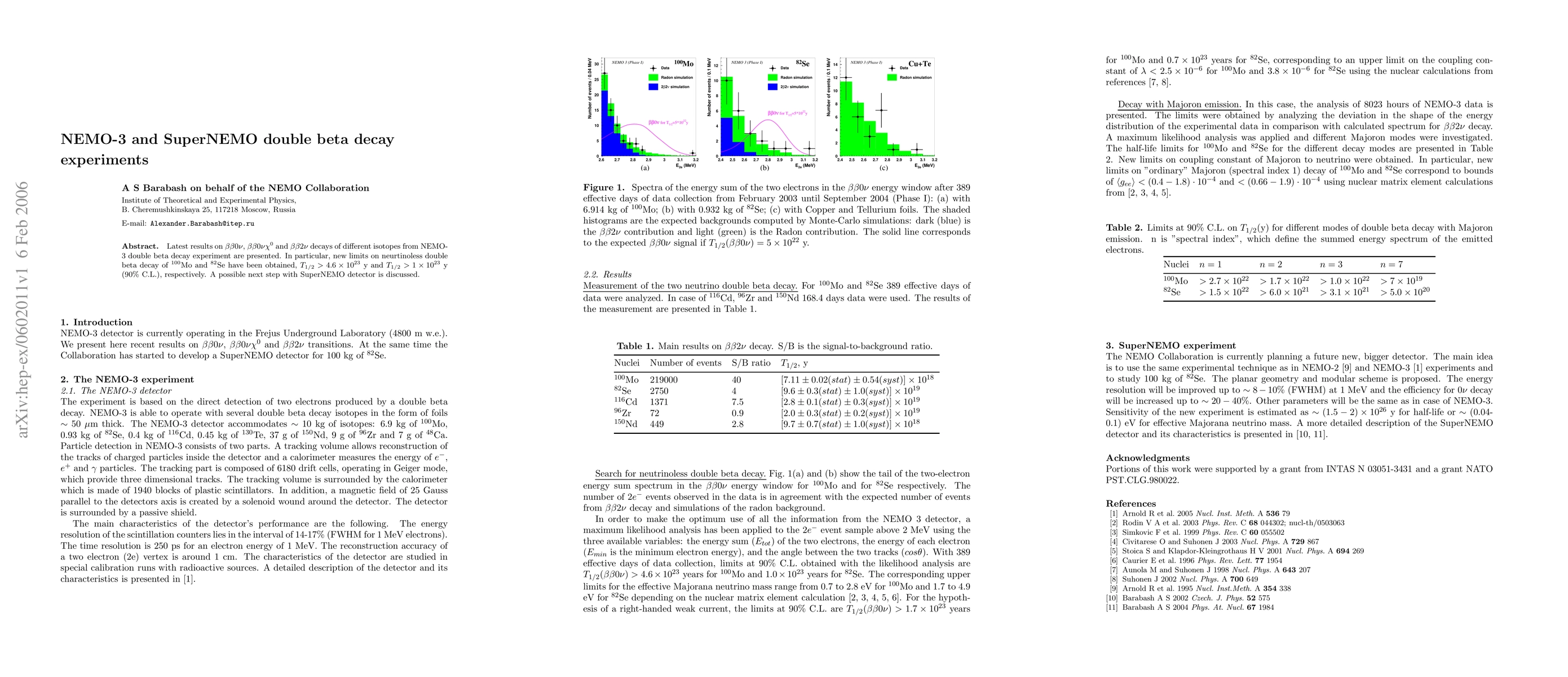 Thumbnail for NEMO-3 and SuperNEMO double beta decay experiments
