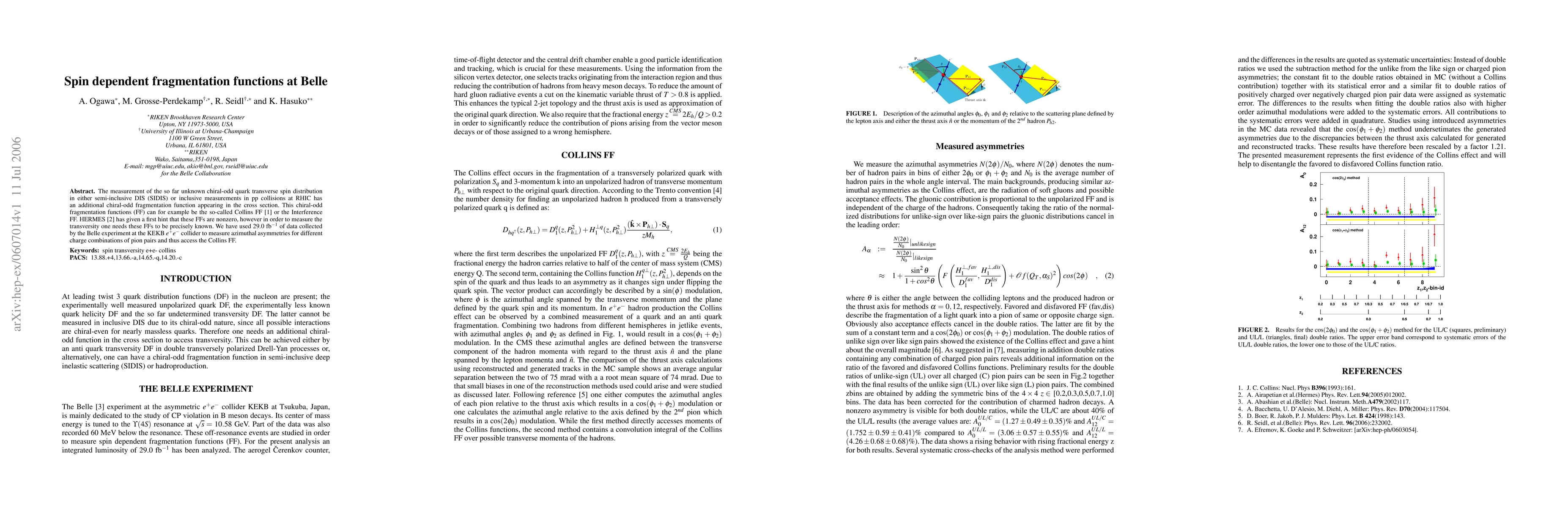 Thumbnail for Spin dependent fragmentation function at Belle