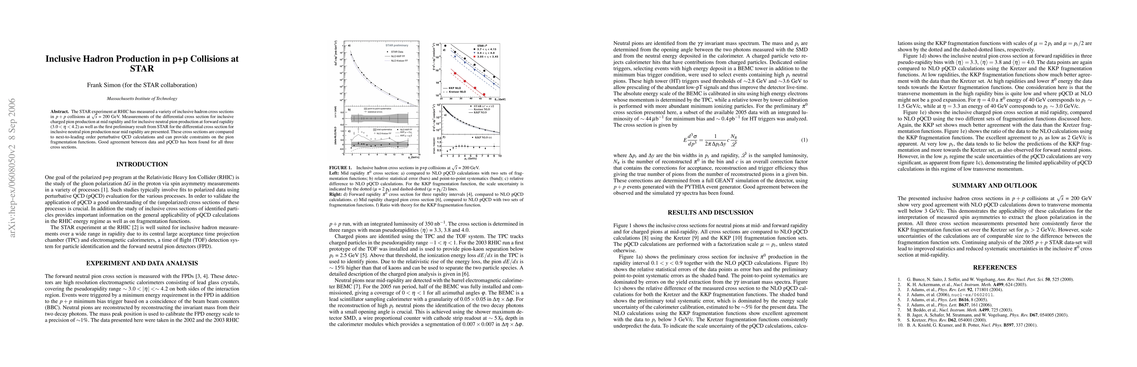 Thumbnail for Inclusive Hadron Production in p+p Collisions at STAR