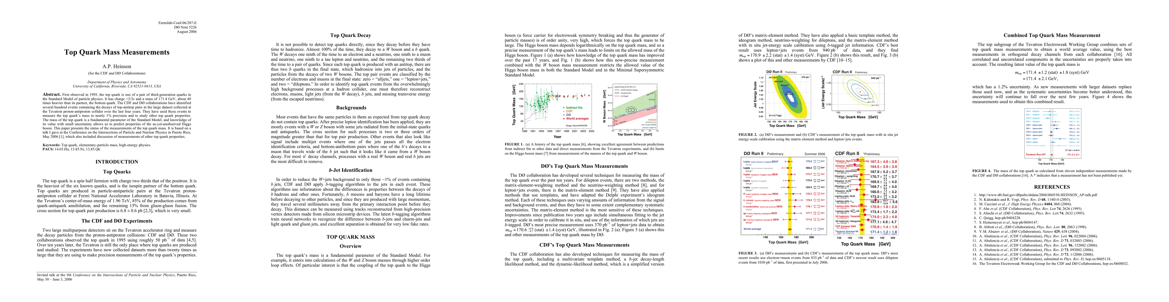 Thumbnail for Top Quark Mass Measurements