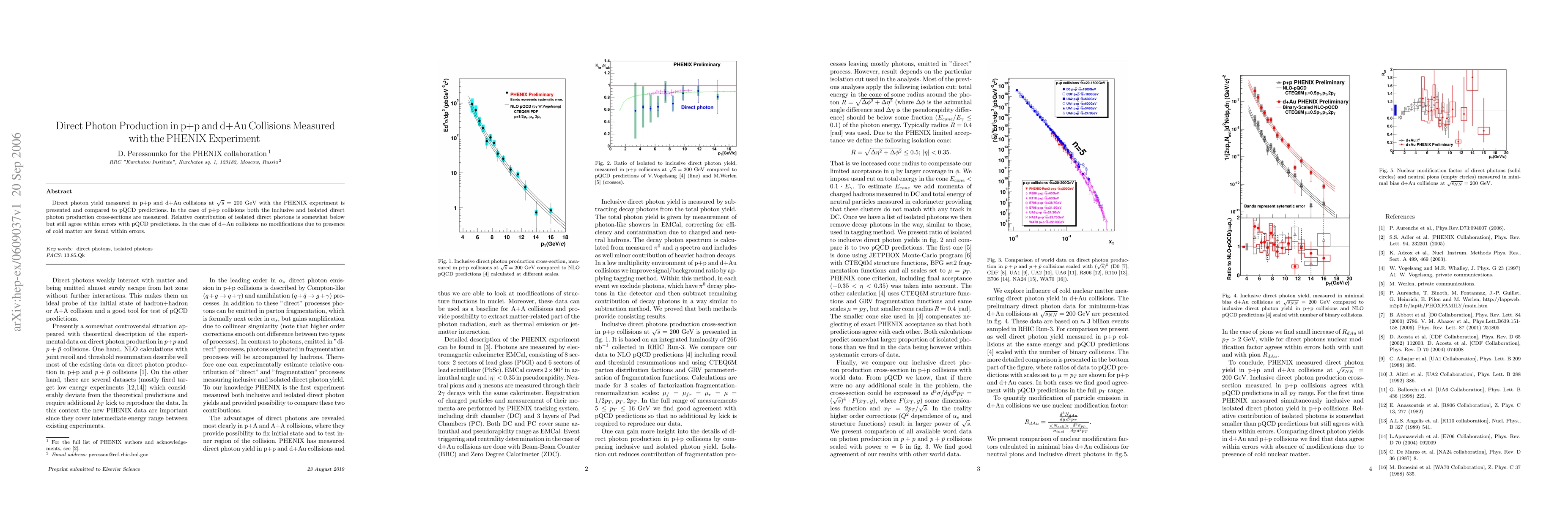 Thumbnail for Direct Photon Production in p+p and d+Au Collisions Measured with the
  PHENIX Experiment