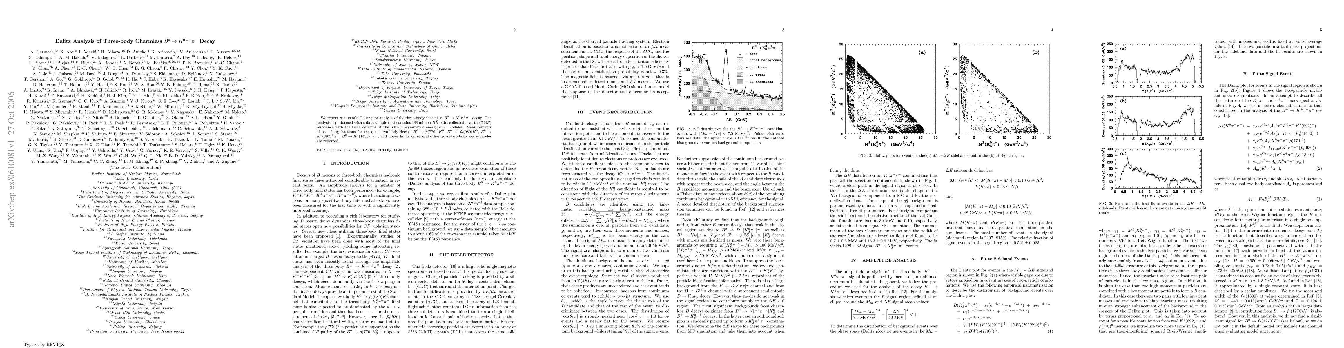 Thumbnail for Dalitz Analysis of Three-body Charmless B0=>K0pi+pi- Decay