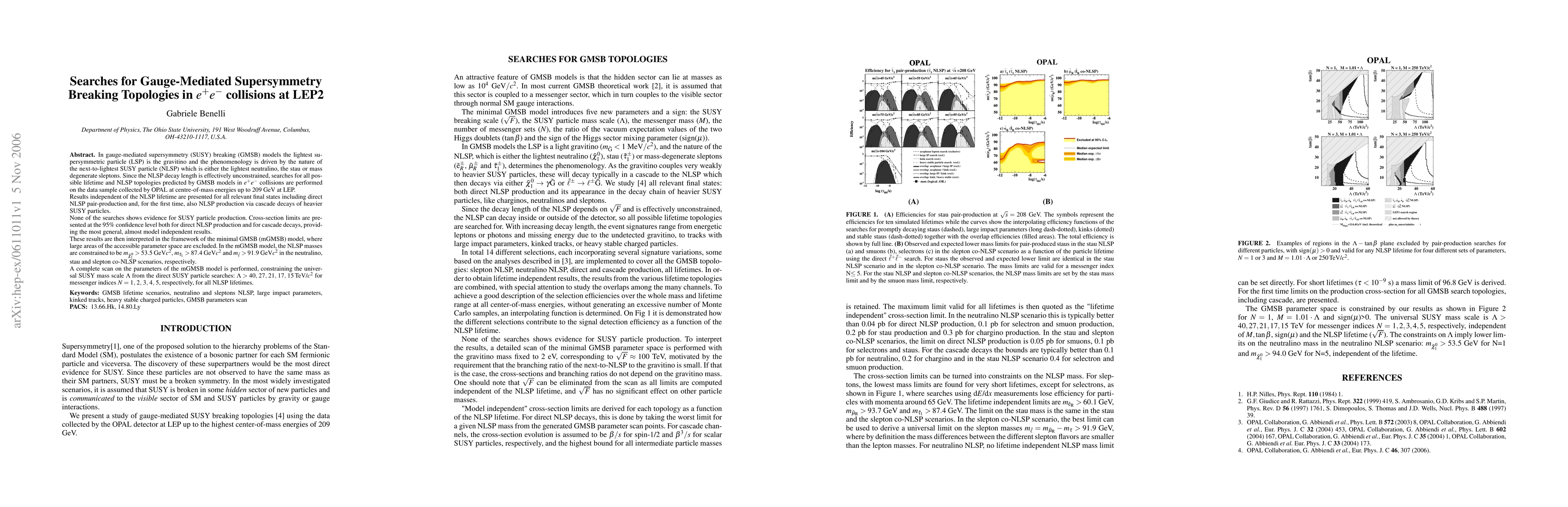 Thumbnail for Searches for Gauge-Mediated Supersymmetry Breaking Topologies in e+e-
  collisions at LEP2